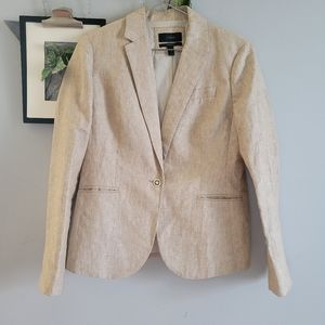 J. Crew Beige Linen Blend Single-Button Blazer